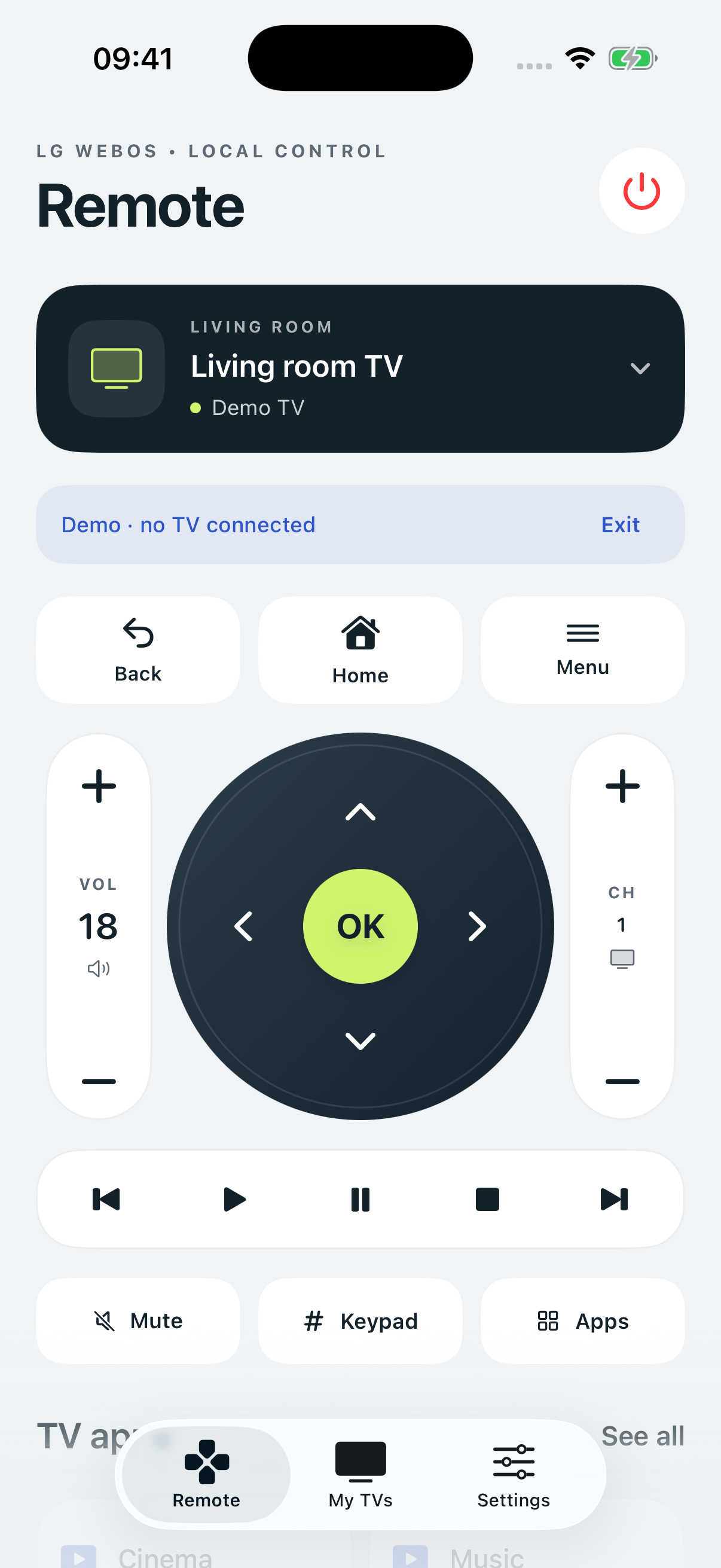 LG Mobile Control artwork and interface